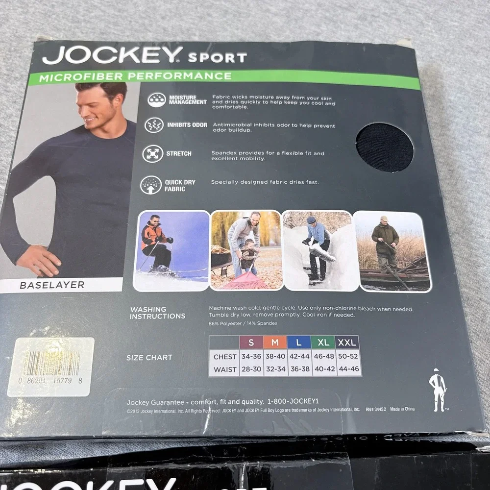 Jockey Sport Baselayer Set Mens XXL Black Microfiber Performance Top & Pants